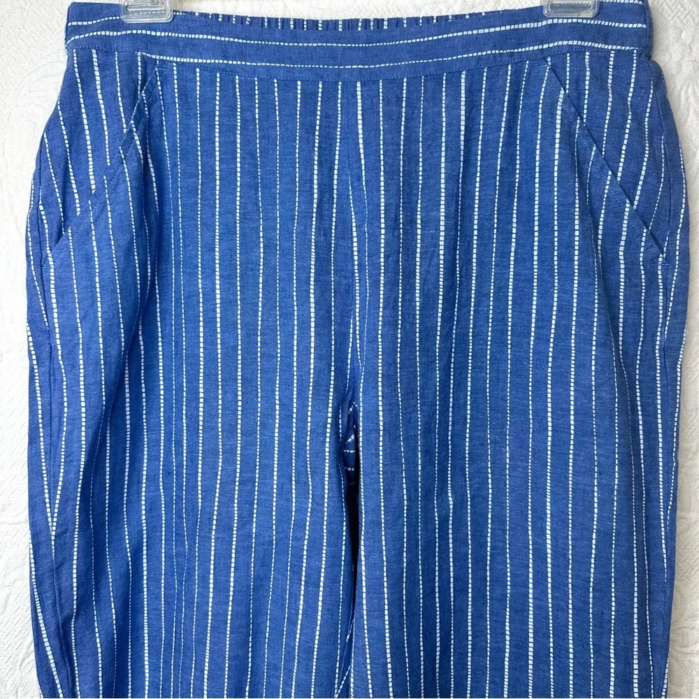Habitat Linen Cotton Vertical Rope Stripe Wide Leg Crop Pants - Picture 7 of 13